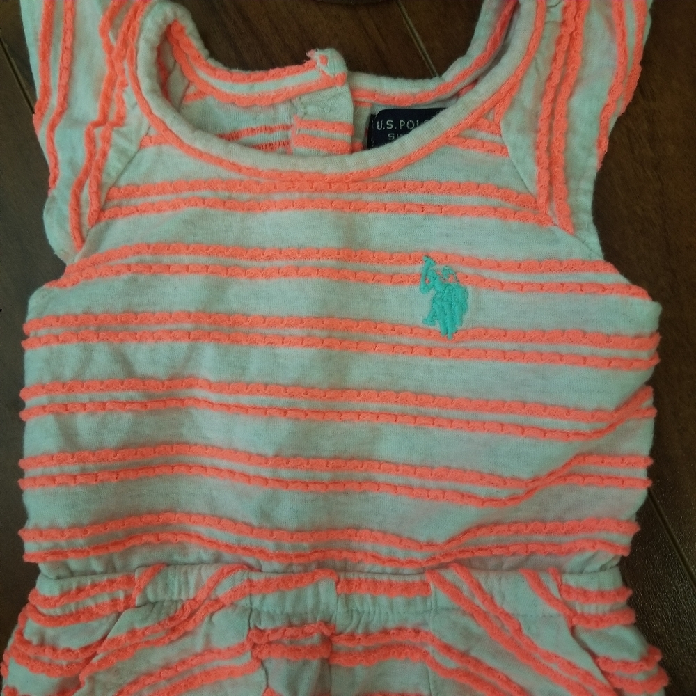 U.S. Polo Assn Onesie Ruffle Sleeves Large Logo - Picture 2 of 8